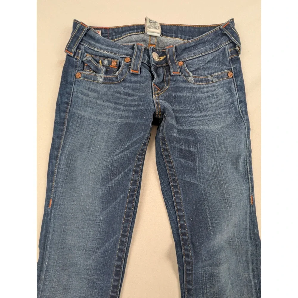 True Religion Billy Men Dark Wash Straight Leg Flap Pocket Jeans Size 25 USA